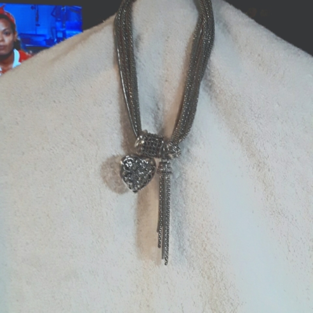 Silver statement necklace.